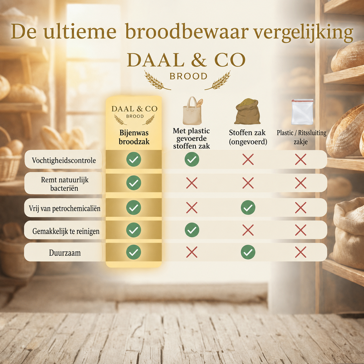 Premium Broodzak van Katoen en Bijenwas