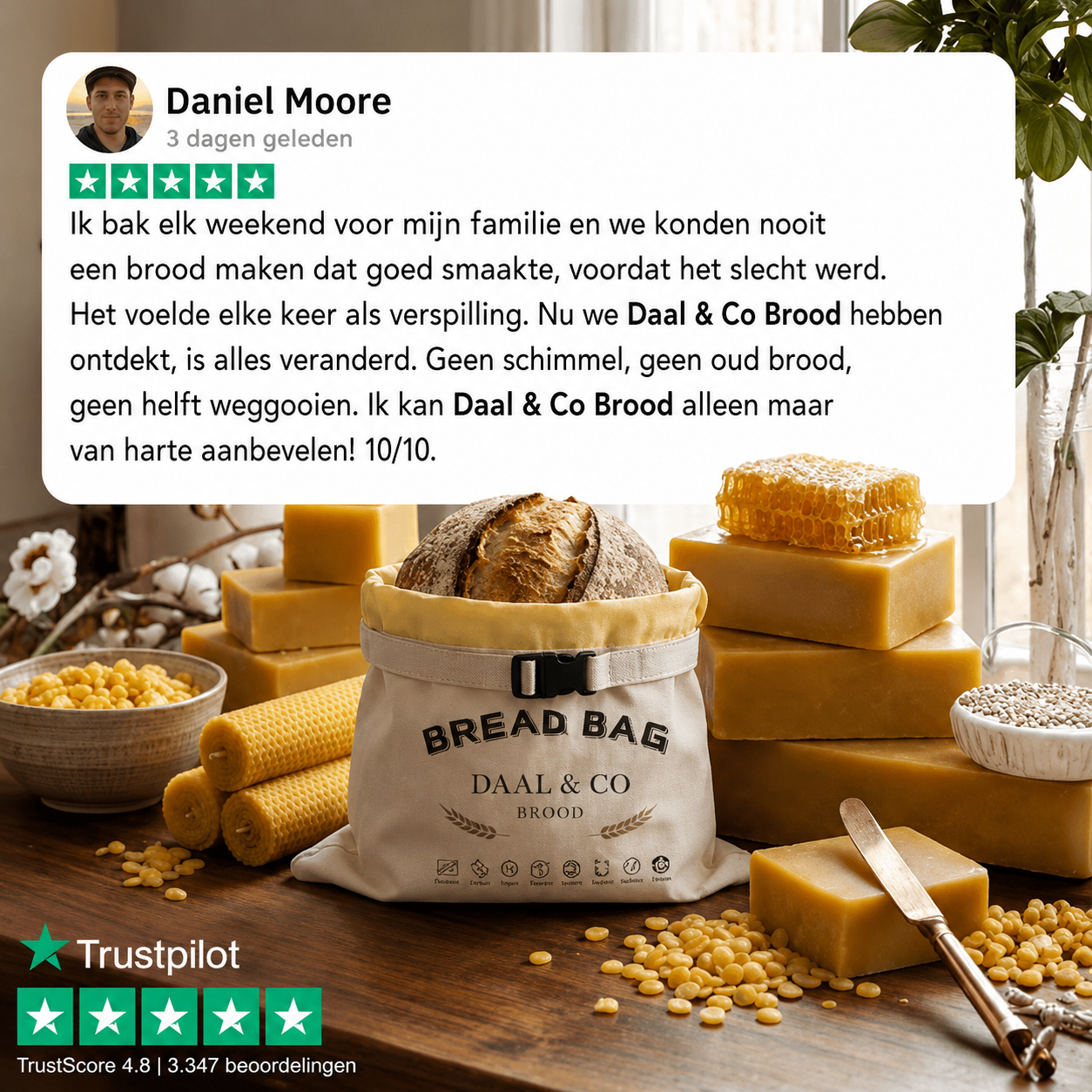 Premium Broodzak van Katoen en Bijenwas