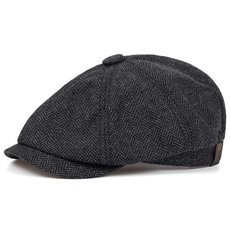 Herringbone Wollen Pet - Koolzwart