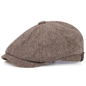 Herringbone Wollen Pet - Tabaksbruin